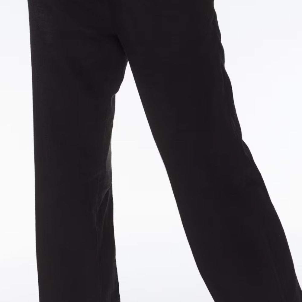H&M WIDE-LEG LINEN-BLEND PANTS | Black | Size 2